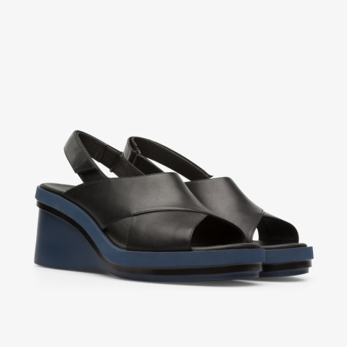 Camper Kyra Wedge Sandals Black - Womens Singapore KSUEEP-005